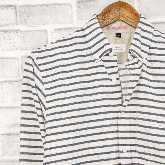 Apolis Men's Classic button Down Woven Shirt Striped cotton XS - Picture 3 of 6